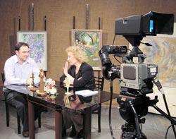 Federico Borrás en un momento de su participación en el programa televisivo que conduce Magda Varisco en las ciudades de Paraná y Santa Fe