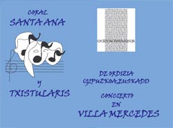 Aviso de la actuación del coro y banda de Ordizia en el sesquicentenario de Villa Mercedes, invitados por la Municipalidad y el Centro Vasco