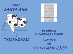 Aviso de la actuación del coro y banda de Ordizia en el sesquicentenario de Villa Mercedes, invitados por la Municipalidad y el Centro Vasco
