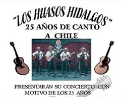 Cartel del concierto de celebración de los 25 años de carrera folclórica de Los Huasos Hidalgos, en Eusko Etxea de Santiago de Chile