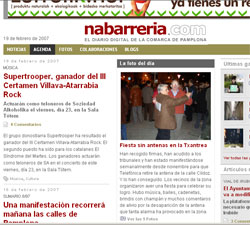 'Nabarreria.com' web orrialde berriaren portada nagusia