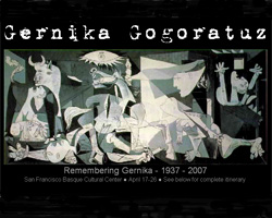 Cartel anunciador de los actos de aniversario del Bombardeo de Gernika en San Francisco