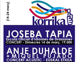 Cartel anunciador de las actividades organizadas por la Euskal Etxea para la Korrika 15 de Barcelona 
