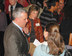 Mayor Dave Bieter joins his crowd of supports at Boise's Basque Center on election night.  It was at the Basque Center that Bieter and his constituents watched the voting numbers come in (photo courtesy of Michael Zuzel)