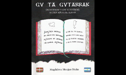 'Gu ta Gutarrak' Otaño omentzeko liburuaren azalak bertsolariaren testuak eta ondorengoen diseinu eta itzulpena bateratzen ditu.