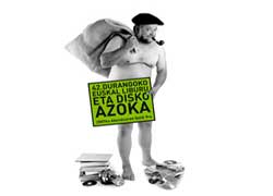 Cartel vencedor del año pasado, Olentzero desnudo entre discos y libros, obra de Igotz Ziarreta, diseñador ligado a Euskal Etxea de Barcelona