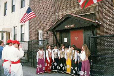New York Euskal Etxeas dance group in front of their building