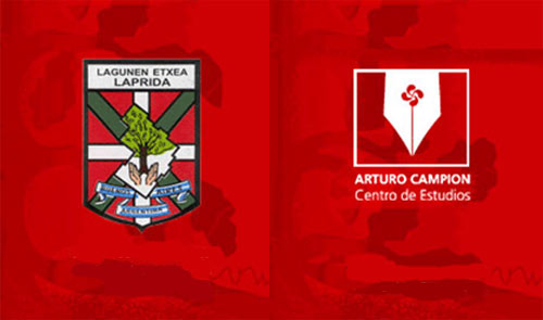 Logos del Centro de Estudios Arturo Campion y del CV Lagunen Etxea de Laprida, que le da cobijo institucional