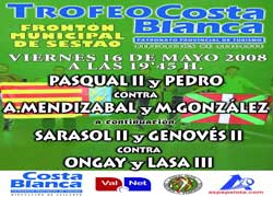 Cartel que anuncia el festival de pelota que se celebrará entre pelotaris vascos y valencianos