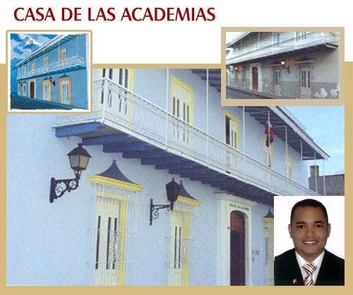 La Casa de las Academias, donde se llevó a cabo la charla, junto a una imagen del conferenciante, Jail Lenin Aurich