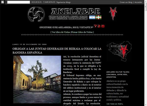 Portada del blog Akelarre, desde Concordia, Argentina