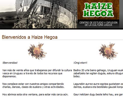 Abenduarekin bat estreinatua den Haize Hegoaren webgunearen azala