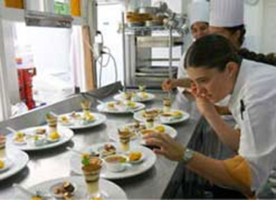 Chef/owner Camille Ratton working at her Bakea restaurante