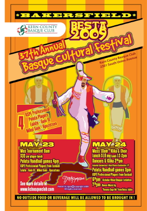 Poster of Bakersfield's Basque Festival, designed by local Basque artist Pierre Igoa