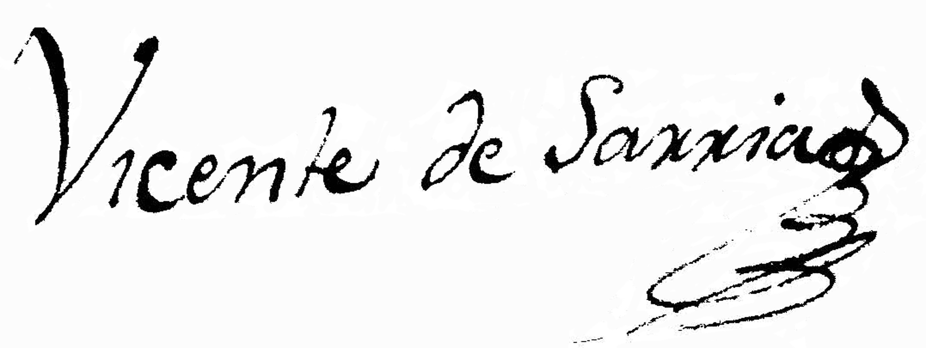 Firma del cura y misionero Vicente Sarria