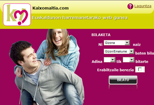 Kaixomaitia.com harremanetarako web orrialdeko profil bilatzailea.
