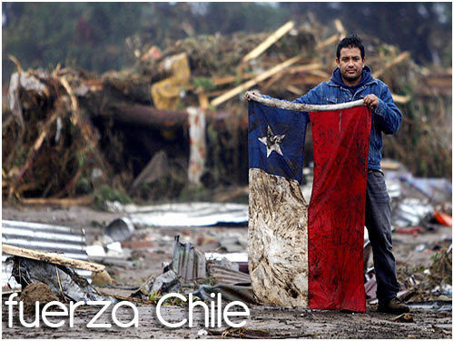 Imagen de Facebook que nos ha sido remitida desde Chile por un matrimonio amigo vascochileno, "representando que los chilenos nos levantaremos desde la destrucción y el lodo con toda nuestra fuerza"