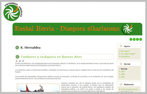 Portada de la página web de Zortzigarren Herrialdea (8H)