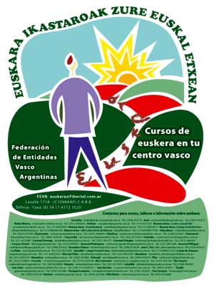 Afiche de promoción de las clases de euskera 2010 realizado por el grupo de euskera de Bahía Blanca