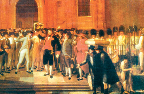 Juan Lovera (1776-1841) pintore venezuelarraren koadro baten zatia. Erdian dagoena Vicente Emparan da.