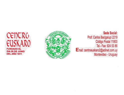 Escudo y dirección del Centro Euskaro de Montevideo, fundado en la capital uruguaya en 1911