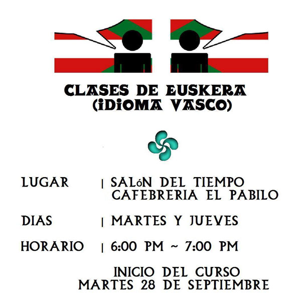 Cartel que anuncia las clases de euskera, que comenzarán a impartirse en Cancún el 28 de setiembre