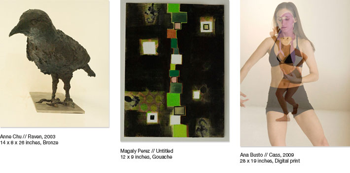 Anne Chu, Magaly Perez and Ana Busto's works. In the right, Ana Busto's  'Cass' (2009)