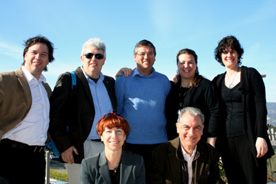 De izquierda a derecha: Xabier Irujo, Xosé-Manoel Nunez-Seixás (Univ. Santiago de Compostela), Óscar Álvarez, Andrea Bidart-Oteiza y Begona Echeverria (Noka), Viola Miglio e Inaki Martínez de Luna (foto Etxepare)