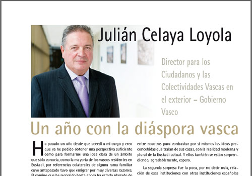 Aspecto del artículo firmado por Julián Celaya en el número 88 de la revista Euskal Etxeak