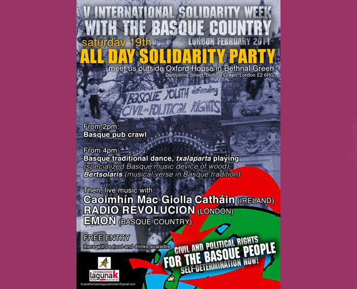 Cartel de la 'V Semana Internacional de Solidaridad con Euskal Herria' en su convocatoria londinense