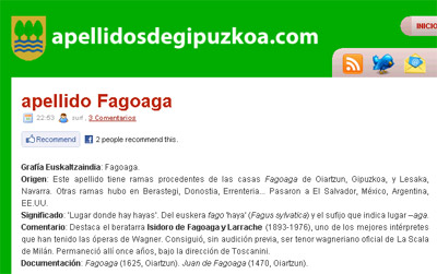 Fagoaga abizena www.apellidosdegipuzkoa.com webgunean