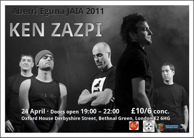 Cartel del concierto londinense de Ken Zazpi