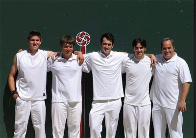 Algunos de los pelotaris que participaron en la Pilota Besta de Chino (foto ChinoBC)