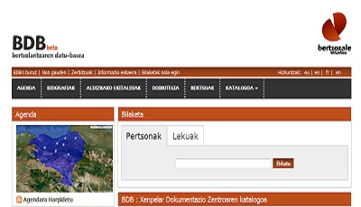 Imagen del portal Bertsolaritzaren Datu-Basea