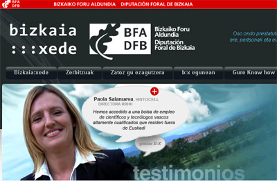 Bizkaia:Xede erakundearen webguneko irudi bat