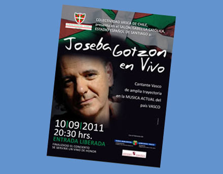 Cartel de la actuación de Joseba Gotzon en Santiago de Chile.