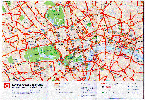 Mapa de lineas de autobús de la ciudad de Londres