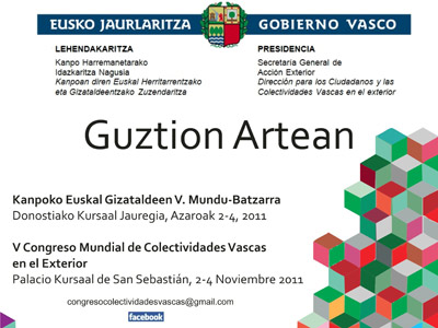 'Guztion artean' (Entre todos) es el lema de este V Congreso Mundial de Colectividades Vascas