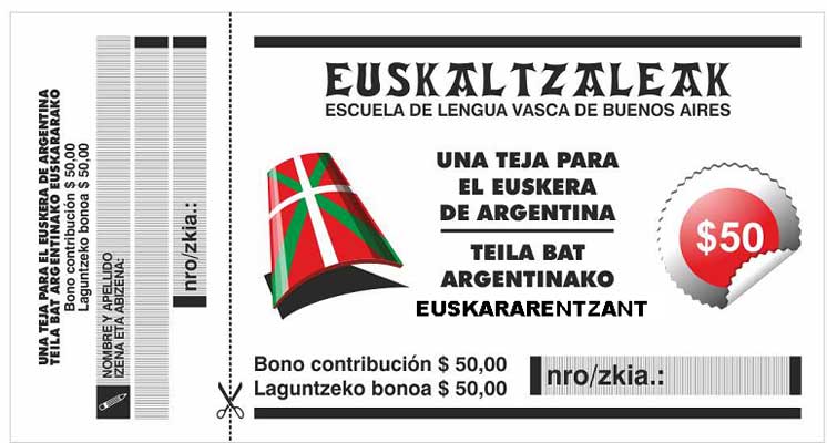 Imagen de los bonos de la campaña 'Una teja para el euskera de Argentina'