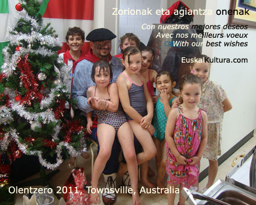 It is now summer in Australia. EuskalKultura.com’s greeting this year shows Olentzero’s visit to the Basque club in North Queensland, Australia.  Thank you to them for their collaboration – Zorionak eta Urte Berri On!!!