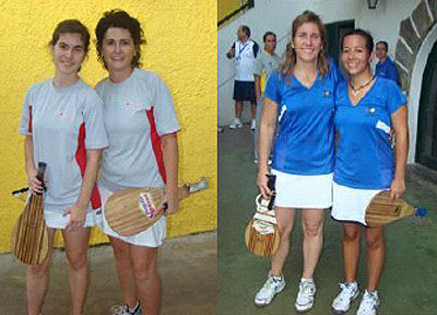 Las chicas demostraron su habilidad con un gran papel en los Juegos Nacionales de Pelota, disputados en Eusko Etxea de Caracas. En la imagen, Maialen Azpiritxaga y Eguzki Mantxobas; e Irantzu Leunda y Maria Dumont (fotos Jazoera)