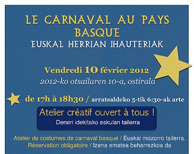 Programa de actividades de Carnavales organizada por la asociación Euskaldunak de Quebec