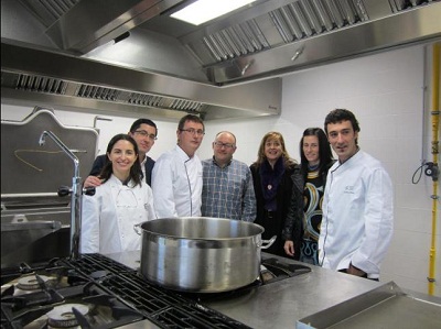 Chef Andoni Luis Aduriz, center; director of San Sebastian's Film Festival Jose Luis Rebordinos and Aizpea Goenaga, director of the Etxepare Basque Institute