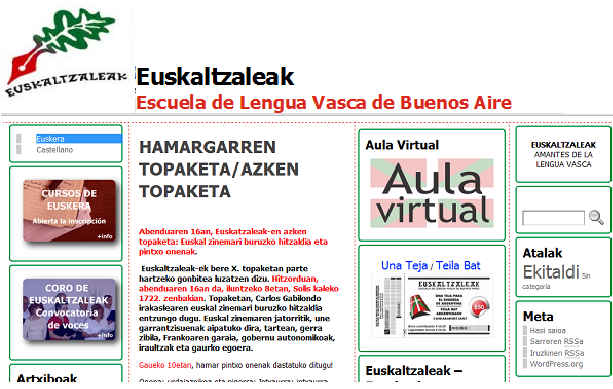 Imagen de la página renovada de Euskaltzaleak