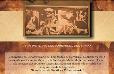 Detalle de la invitación a la inauguración de la muestra "Bombardeo de Gernika. 75º Aniversario", que tendrá lugar hoy en el Centro Vasco de México