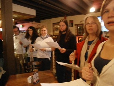 Basque students singing Santa Ageda in their way through the Basque Block (photo IKortazar)