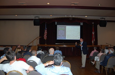 Former Basque president Ibarretxe presenting the Lehendakari Agirre Center at the San Francisco's Basque Cultural Center (photo SFBCC)