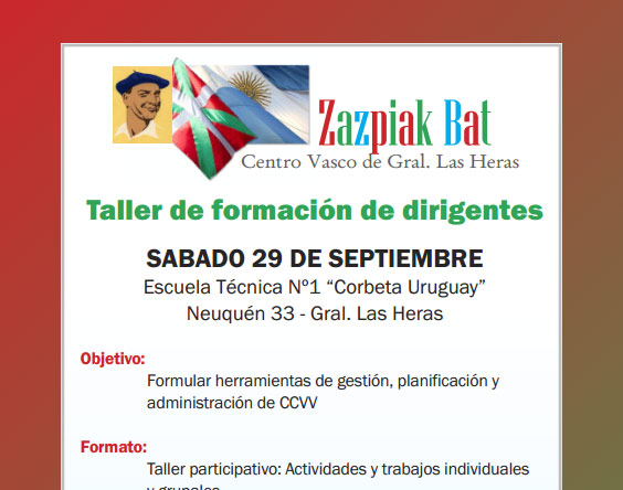 Afiche de las convocatoria de Taller de Formación en Gral. Las Heras para este próximo sábado.