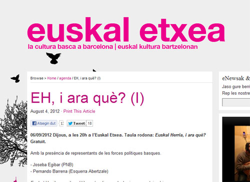 Hoy se inicia en Barcelona la primera de las cuatro jornadas de "EH, i ara qué" (Euskal Herria, y ahora qué), a las ocho de la tarde en Euskal Etxea de la capital catalana.