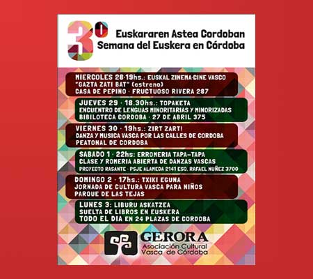 The program for Basque Week at the Gerora Association in Cordoba